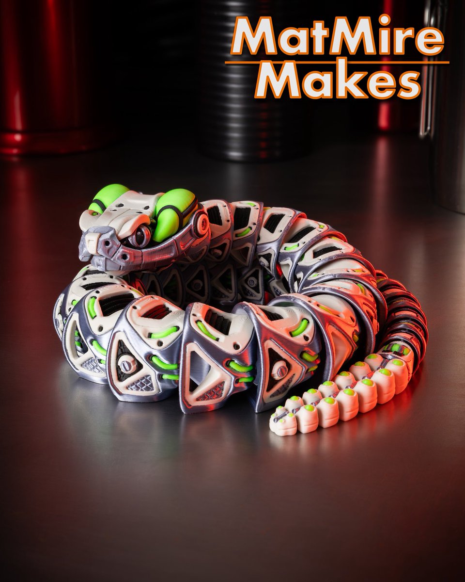 My RoboRattler STL design is out now on <a href="/Cults3D/">Cults.</a> !!  A robot rattlesnake!!!
25% OFF for the first 24 hours!  
(Sale ends 07/04 at 6pm PST)    
cults3d.com/:3143788

#3dprinting