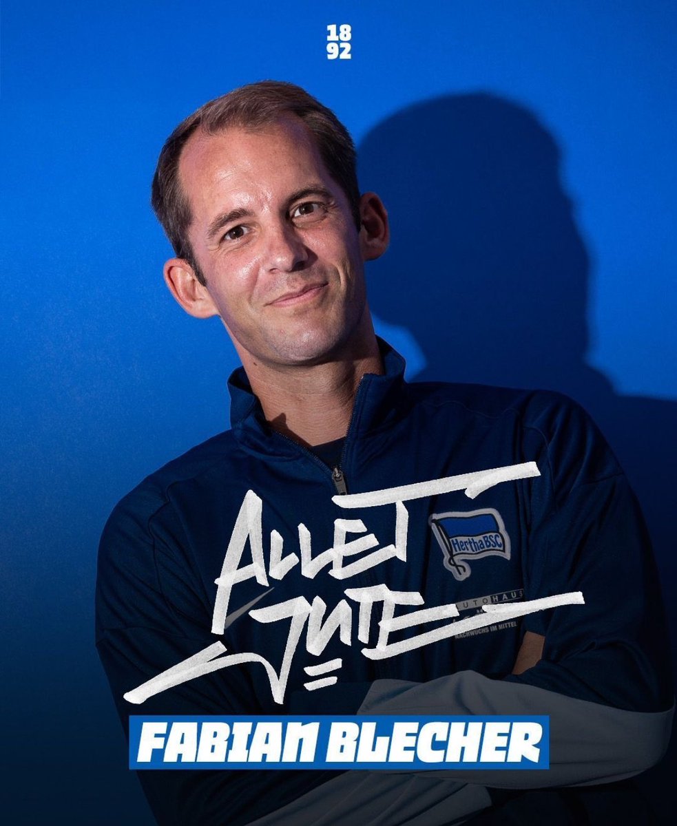HerthaBerlinSC's tweet photo. Allet Jute, Fabian Blecher! 🎉  Der Cheftrainer unserer #BSCU14 feiert heute seinen 37. Geburtstag. Wir wünschen dir ein tolles neues Lebensjahr, Fabi! 💙🤍 

#HerthaBubis #HaHoHe https://t.co/dDPggOgDwR