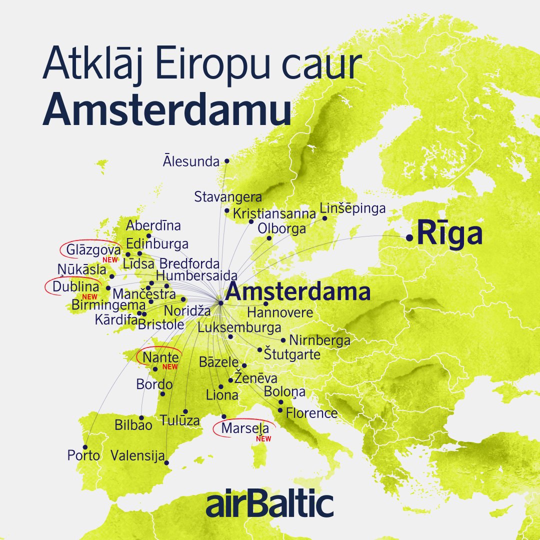✈️ Vēlies atklāt vairāk Eiropas un pasaules? Amsterdama ir ideāls sākumpunkts! Tagad piedāvājam 3 reisus dienā no Rīgas ērtākai un elastīgākai ceļošanai. Apskati galamērķus, jo, iespējams, tavs nākamais ceļojums sākas tieši šeit 👉 go.airbaltic.com/Xy3W8uQ