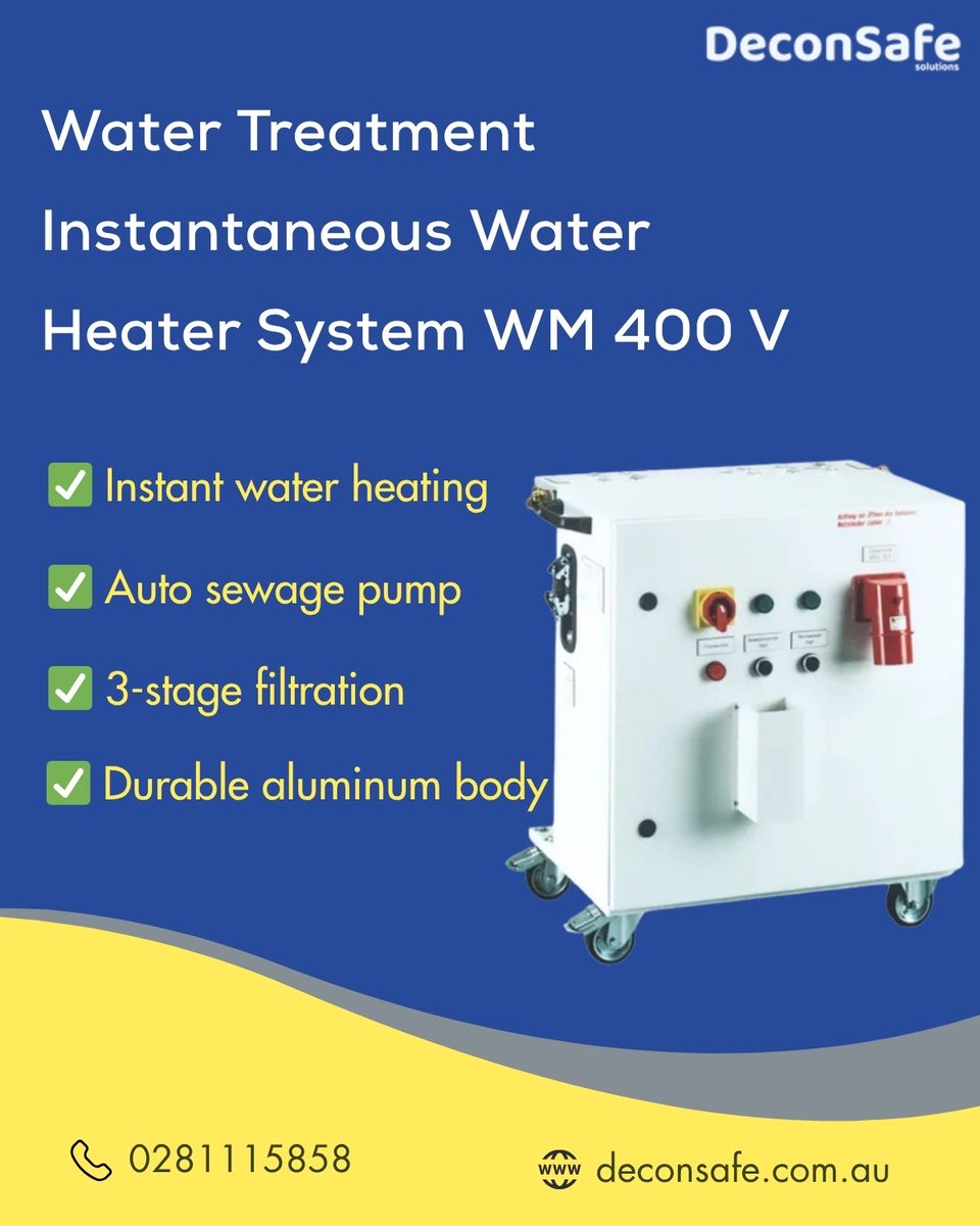 Decon_Safe's tweet photo. Experience instant hot water on demand with the WMโ400โV! Efficient, safe and easy to install ideal for all your water treatment needs.
๐ https://t.co/DXHTYCr1Cr
โ๏ธ 02 8111 5858
#DeconSafe #WaterHeater #InstantHotWater https://t.co/q4RRbjvWw4