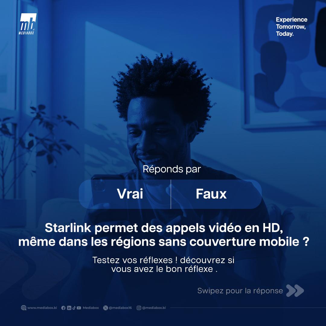 mediabox16's tweet photo. Avec #Mediabox + #Starlink, entrez dans une nouvelle ère :
✔ Zéro interruption réseau
✔ Visioconférence HD même sans réseau mobile
✔ Déploiement rapide, gestion simplifiée
📞 Parlons concrètement : 76 16 20 00
#Mediabox #StarlinkBurundi #ConnectivitéRurale #TechBurundi #TransformationDigitale #B2B #QuizTech