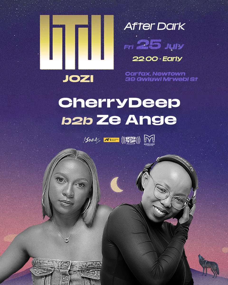 UtwEvent's tweet image. #CherryDeep & @DjZeAnge go B2B for the first time, bringing deep, melodic and electronic goodness to #UTWAfterDark 🐺🌌🌃 as we light up @carfaxnewtown upstairs on the 25th of July. Do you have your tickets yet Wolfpack?? 🎫🎟 ⬇️
howler.co.za/utw_afterdark_…