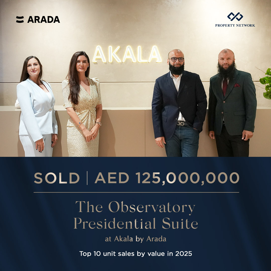 ✨ SOLD: AED 125 Million The Observatory Presidential Suite ✨
We’re proud to announce the record-breaking sale of The Observatory — the ultra-exclusive Presidential Suite at Akala by Arada.

🏙️ AED 125 Million | 23,000 sq.ft | Panoramic Downtown &amp; DIFC Views
 #Dubai