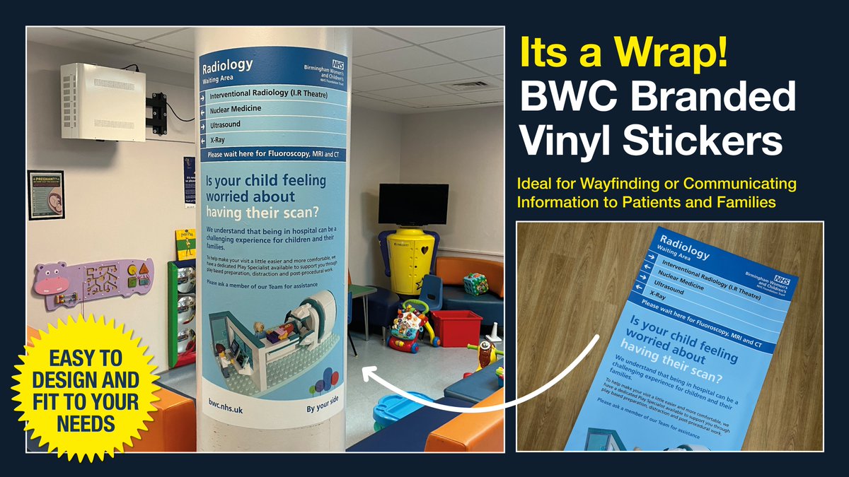 Clinical Photography & Design Services - BWC (@bwc_cpads) on Twitter photo The <a href="/BWC_CPADS/">Clinical Photography & Design Services - BWC</a> Design Team developed a vinyl sticker for Radiology Department <a href="/BWC_NHS/">BWC NHS Trust</a> effectively enhancing wayfinding for patients and parents making their visit more comfortable and less stressful. By combining clear navigation with important messaging about their scan. #CPADS The <a href="/BWC_CPADS/">Clinical Photography & Design Services - BWC</a> Design Team developed a vinyl sticker for Radiology Department <a href="/BWC_NHS/">BWC NHS Trust</a> effectively enhancing wayfinding for patients and parents making their visit more comfortable and less stressful. By combining clear navigation with important messaging about their scan. #CPADS