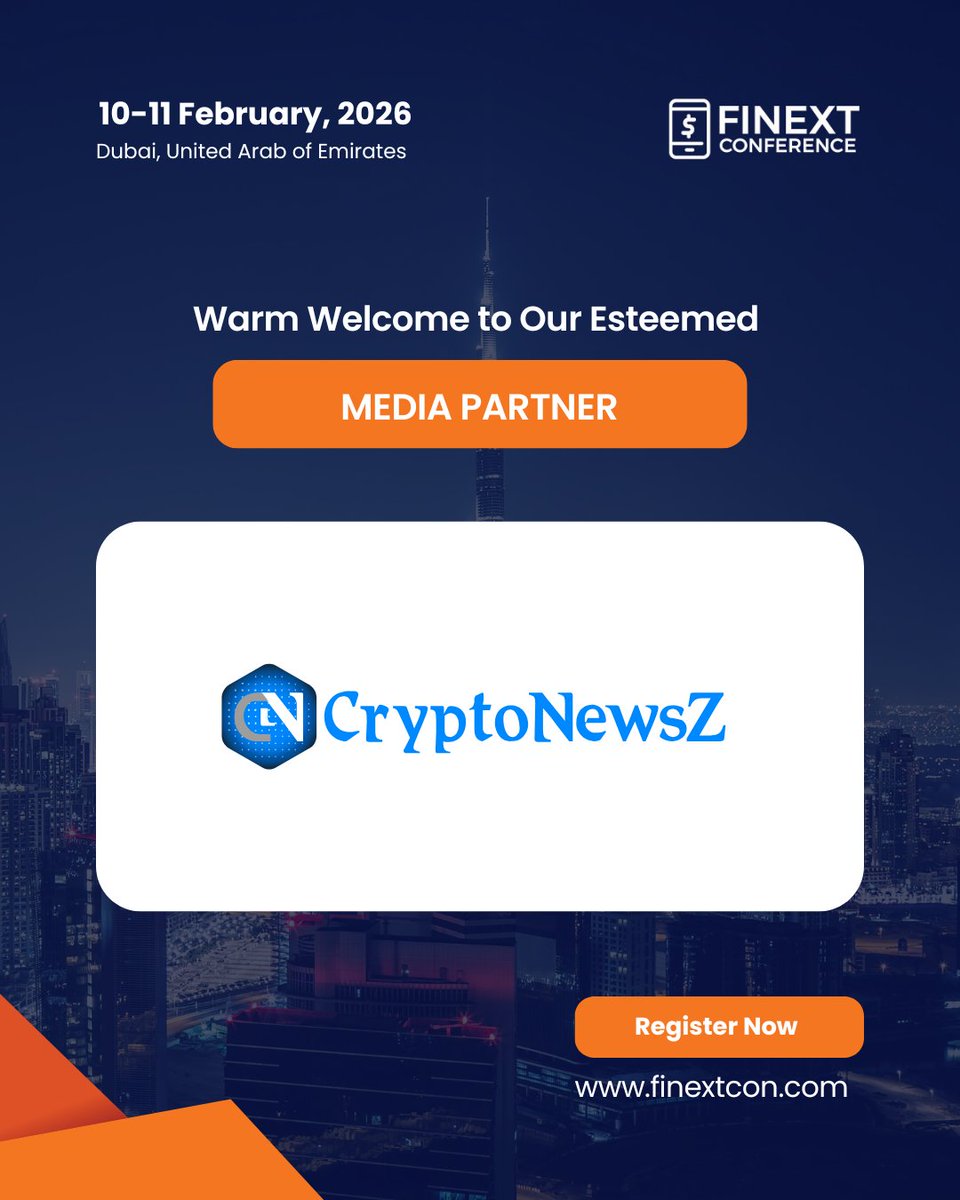 We're thrilled to have <a href="/cryptonewsz_/">CryptoNewsZ</a> as our official media partner for #FiNext2026! 🚀

Join us in Dubai, Feb 10–11, 2026, for global insights on finance, fintech &amp; innovation.

Stay tuned for exclusive updates!
🔗 finextcon.com

#MediaPartner #Fintech #Dubai2026
