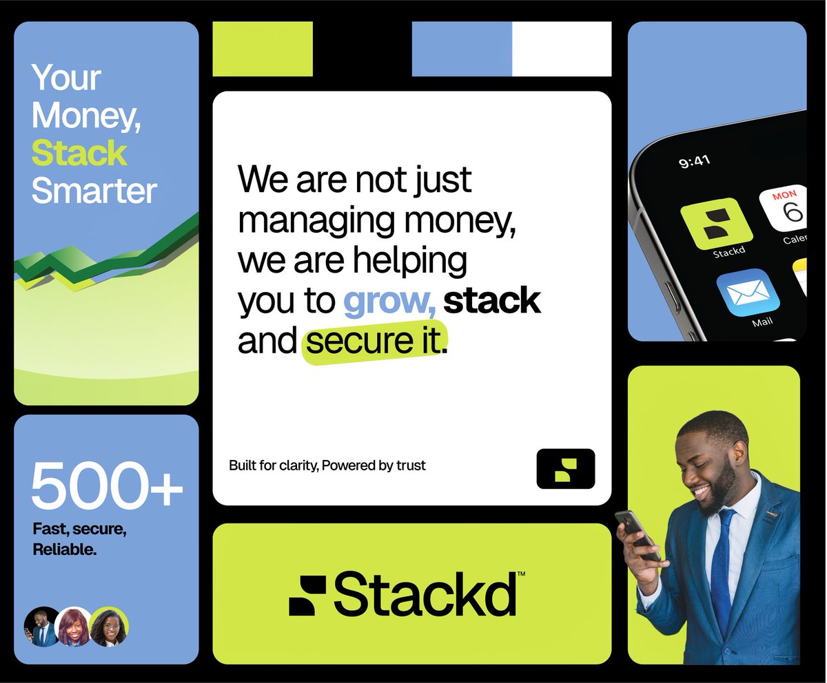 creativemusees's tweet image. Hey guys, meet Stackd. It is a smart digital finance platform designed to help young professionals and entrepreneurs track, stack, and grow their money effortlessly, from daily transactions to smart savings, investments, and budgeting. What do you think about the brand identity