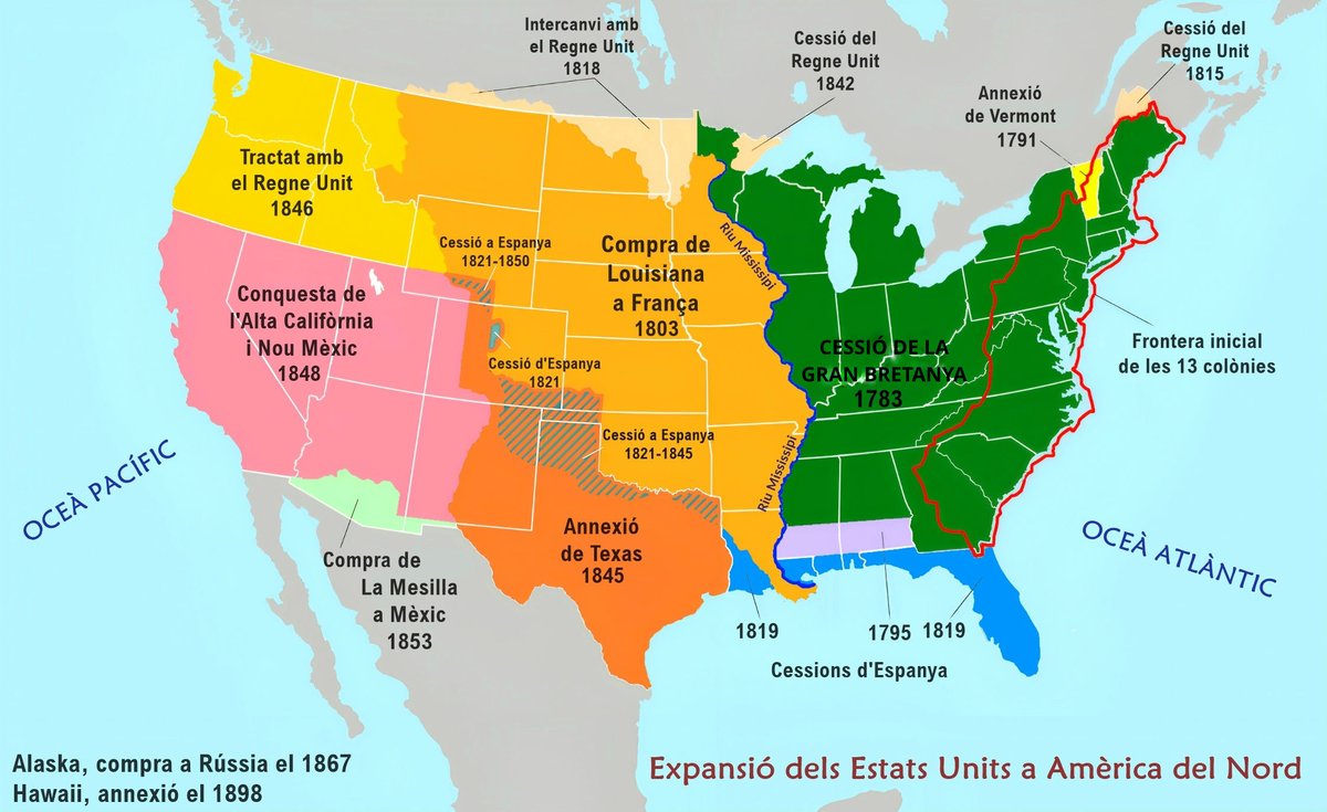 Des del naixement dels Estats Units els seus dirigents van tenir un objectiu clar: expandir-se fins a la costa oest a qualsevol preu. El 1787 es va aprovar una llei que establia que tots els territoris adquirits a l'oest serien propietat federal, sense importar, evidentment, qui