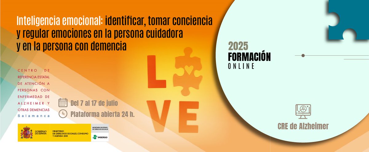 CRE Alzheimer (@cre_alzheimer) on Twitter photo 〰️PROGRAMA FORMACIÓN 2025〰️
✅Matriculación abierta
📝Curso online gratuito del <a href="/CRE_Alzheimer/">CRE Alzheimer</a> del
<a href="/Imserso/">Imserso</a>: «Inteligencia emocional: identificar, tomar conciencia y regular emociones en la persona cuidadora y en la persona con demencia»
crealzheimer.imserso.es/-/inteligencia…
#CursosImserso 〰️PROGRAMA FORMACIÓN 2025〰️
✅Matriculación abierta
📝Curso online gratuito del <a href="/CRE_Alzheimer/">CRE Alzheimer</a> del
<a href="/Imserso/">Imserso</a>: «Inteligencia emocional: identificar, tomar conciencia y regular emociones en la persona cuidadora y en la persona con demencia»
crealzheimer.imserso.es/-/inteligencia…
#CursosImserso