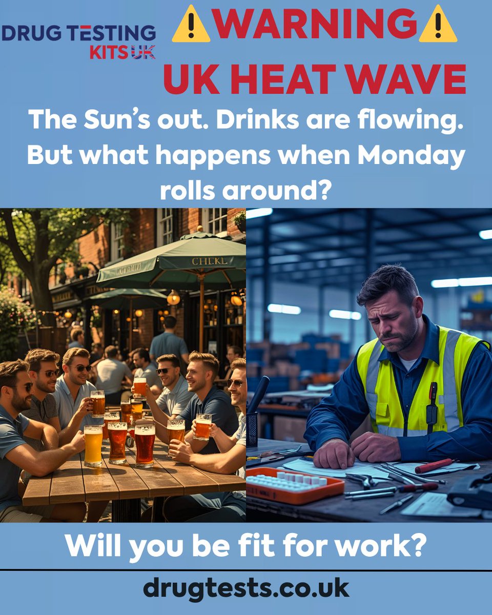 Drug_Testing_UK's tweet image. ☀️+🍻=🤕💼
Alcohol and drugs can stay in the system longer than people think. If safety matters, don&apos;t leave it to chance.
✅Fast, reliable testing
✅Nationwide delivery
✅Fit-for0work support
#DrugTestingUK #FitForWork #WorkPlaceSafety #AlcoholAwareness