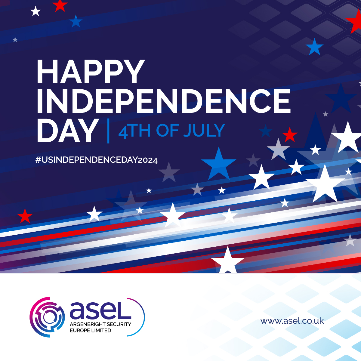 Happy 4th of July!

Wishing all our American colleagues, partners, and customers a wonderful Independence Day filled with celebration, pride, and joy. Enjoy the festivities and stay safe!

From all of us at ASEL

<a href="/Argenbright/">Heather Argenbright</a> Group 

#IndependenceDay #4thOfJuly #USA