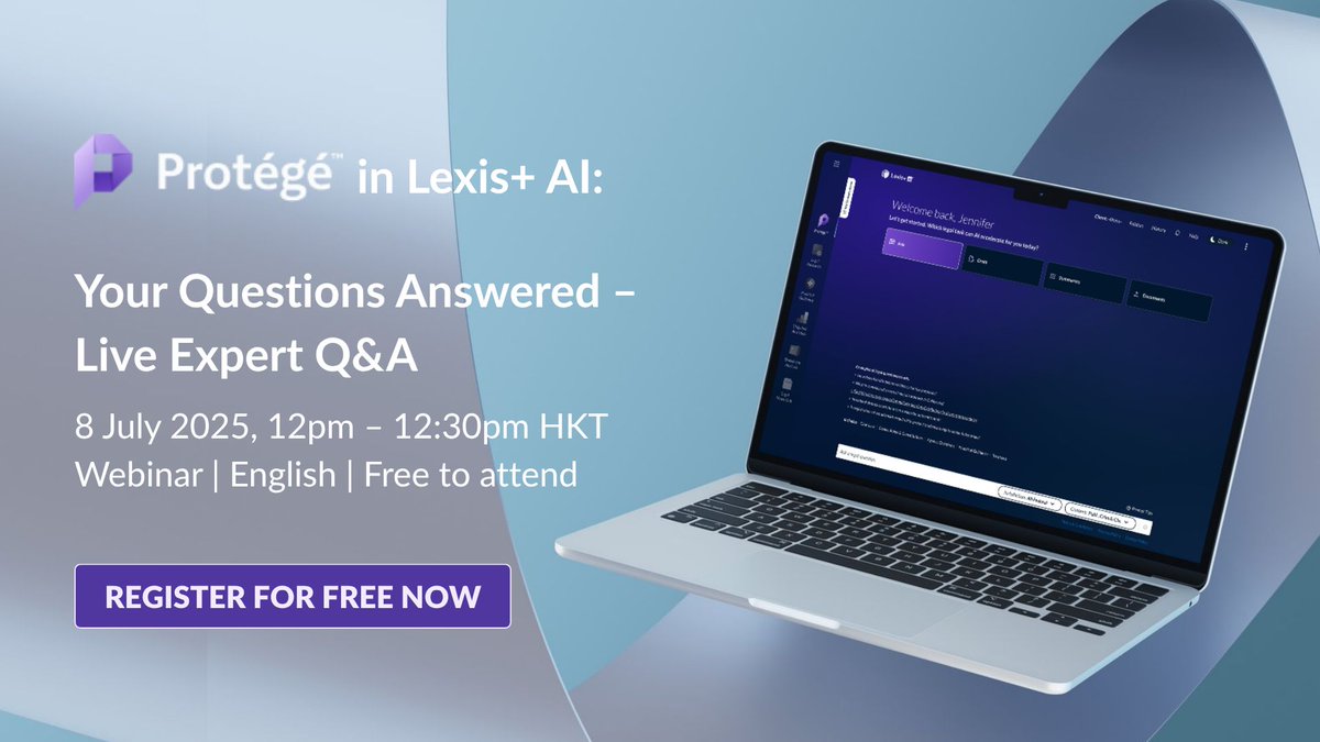 Protégé is here—the enhanced evolution of Lexis+ AI designed to deliver exactly what you need: speed, precision and intuitive support.

Curious how it simplifies your work? Bring your questions and join our 30-min Q&amp;A for real-time answers from LexisNexis: buff.ly/C35mkjt