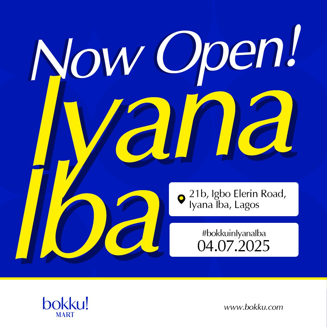 IYANA IBA‼️
Your weekend just got better🥳

Bokku! is now open, bring your friends and family to shop quality goods at affordable prices today 🤭🛍️

📍21b, Igbo Elerin Road, Iyana Road, Lagos.