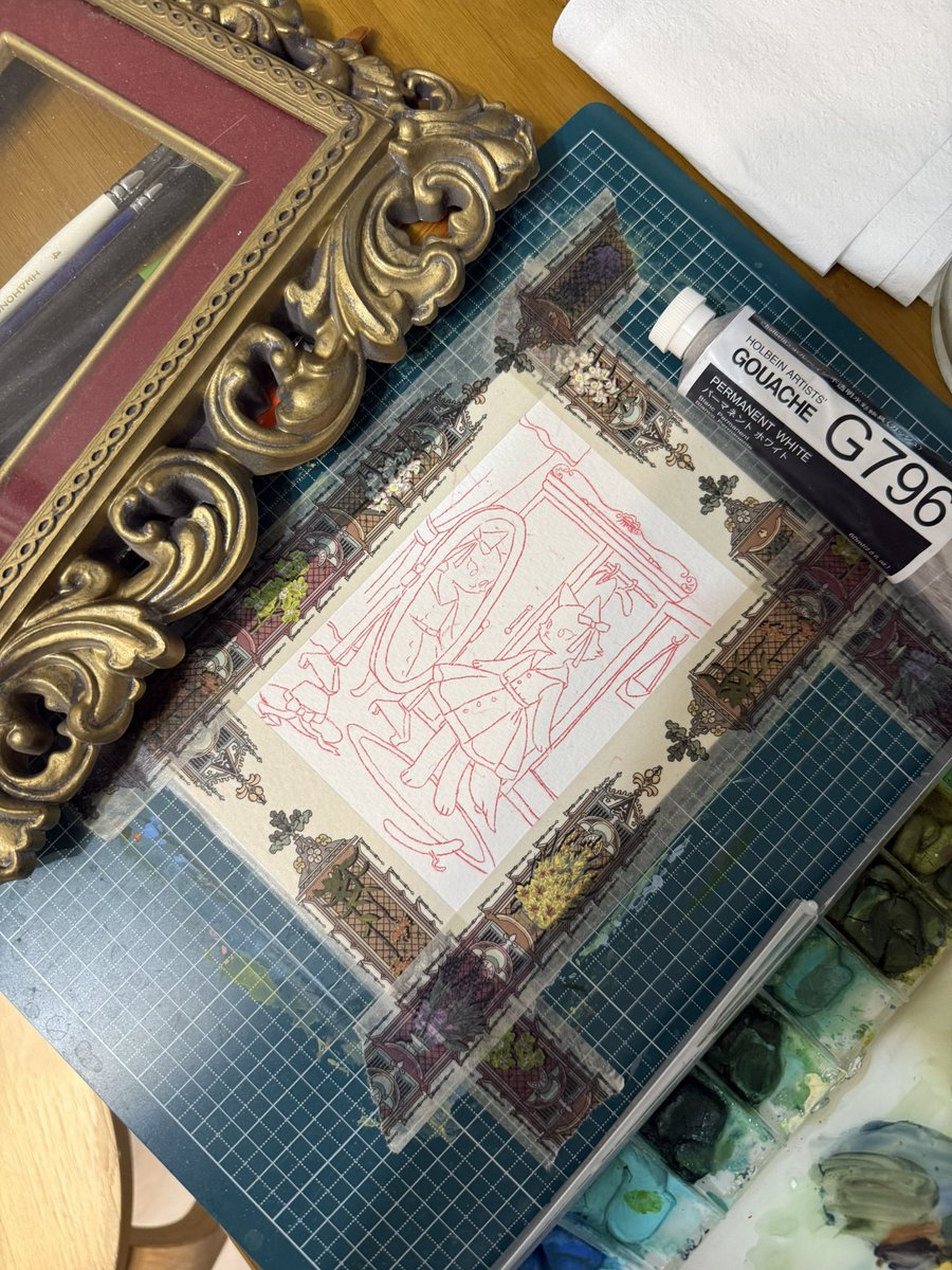 오늘 그릴 수작업과 그림이들어갈 액자 (이것도 빈티지)!