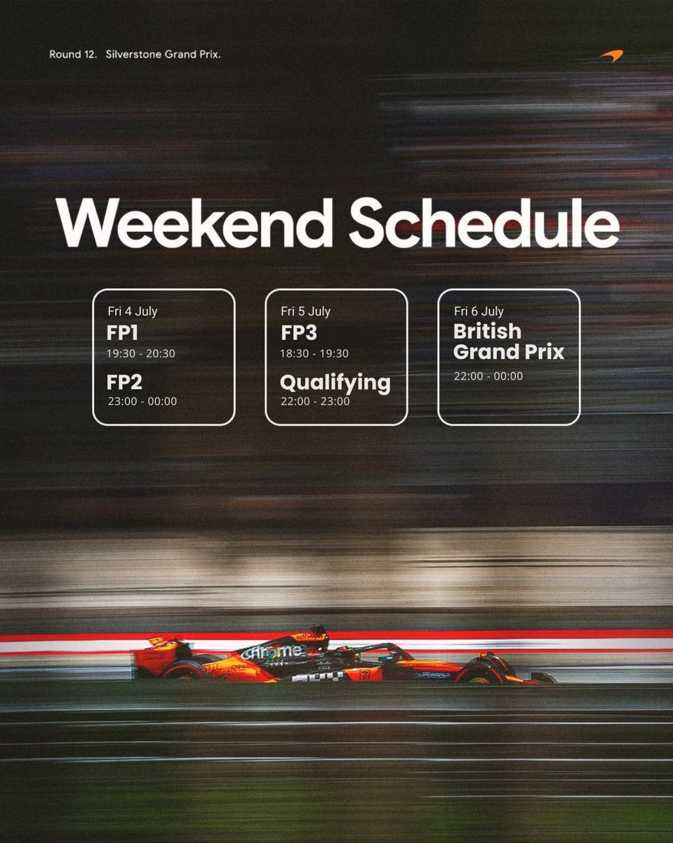MCLonTrack's tweet image. ⠀

Your official 𝑩𝒓𝒊𝒕𝒊𝒔𝒉 𝑮𝒓𝒂𝒏𝒅 𝑷𝒓𝒊𝒙 weekend schedule is here, mapped out for you.

Here’s everything you need to know. From practice sessions to the main event. We can’t wait to experience 𝑺𝒊𝒍𝒗𝒆𝒓𝒔𝒕𝒐𝒏𝒆 with you!

⠀
