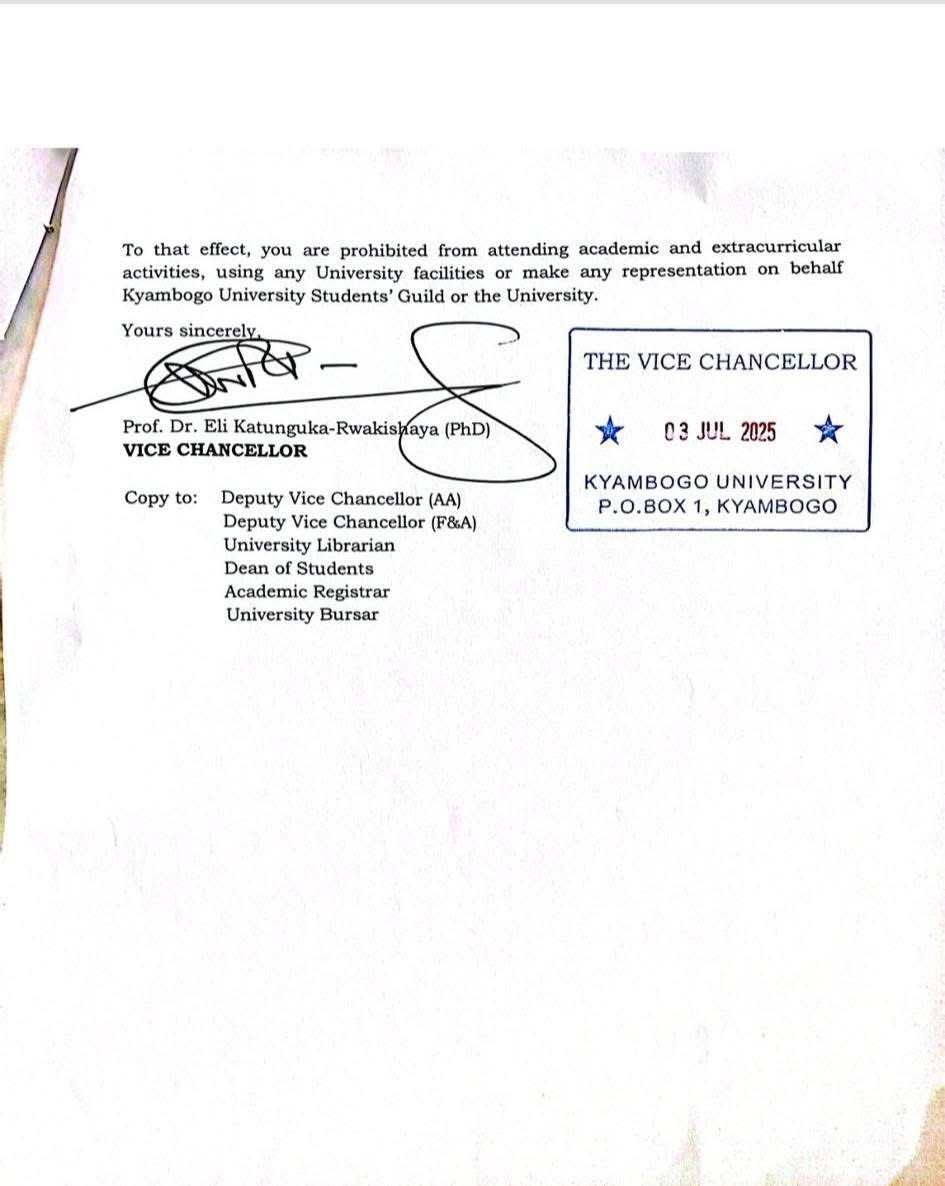 BOBI WINE (@hebobiwine) on Twitter photo The Vice Chancellor of Kyambogo University Eli Katunguka has dismissed the <a href="/NUP_Ug/">National Unity Platform</a> Head of Institutions and current Guild President of Kyambogo University, comrade Akiso Benjamin from the University! His crime? Leading his fellow students in a peaceful protest against unfair The Vice Chancellor of Kyambogo University Eli Katunguka has dismissed the <a href="/NUP_Ug/">National Unity Platform</a> Head of Institutions and current Guild President of Kyambogo University, comrade Akiso Benjamin from the University! His crime? Leading his fellow students in a peaceful protest against unfair