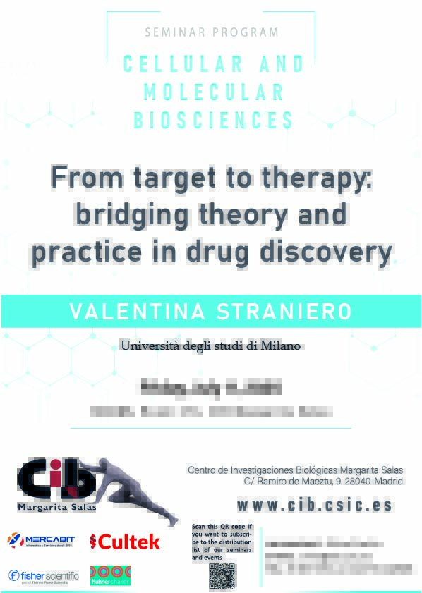 CIB_CSIC's tweet image. #REMINDER #CIBseminars

From target to therapy: bridging theory and practice in drug discovery

Valentina Straniero, Università degli studi di Milano
📅July 11
⏰10am