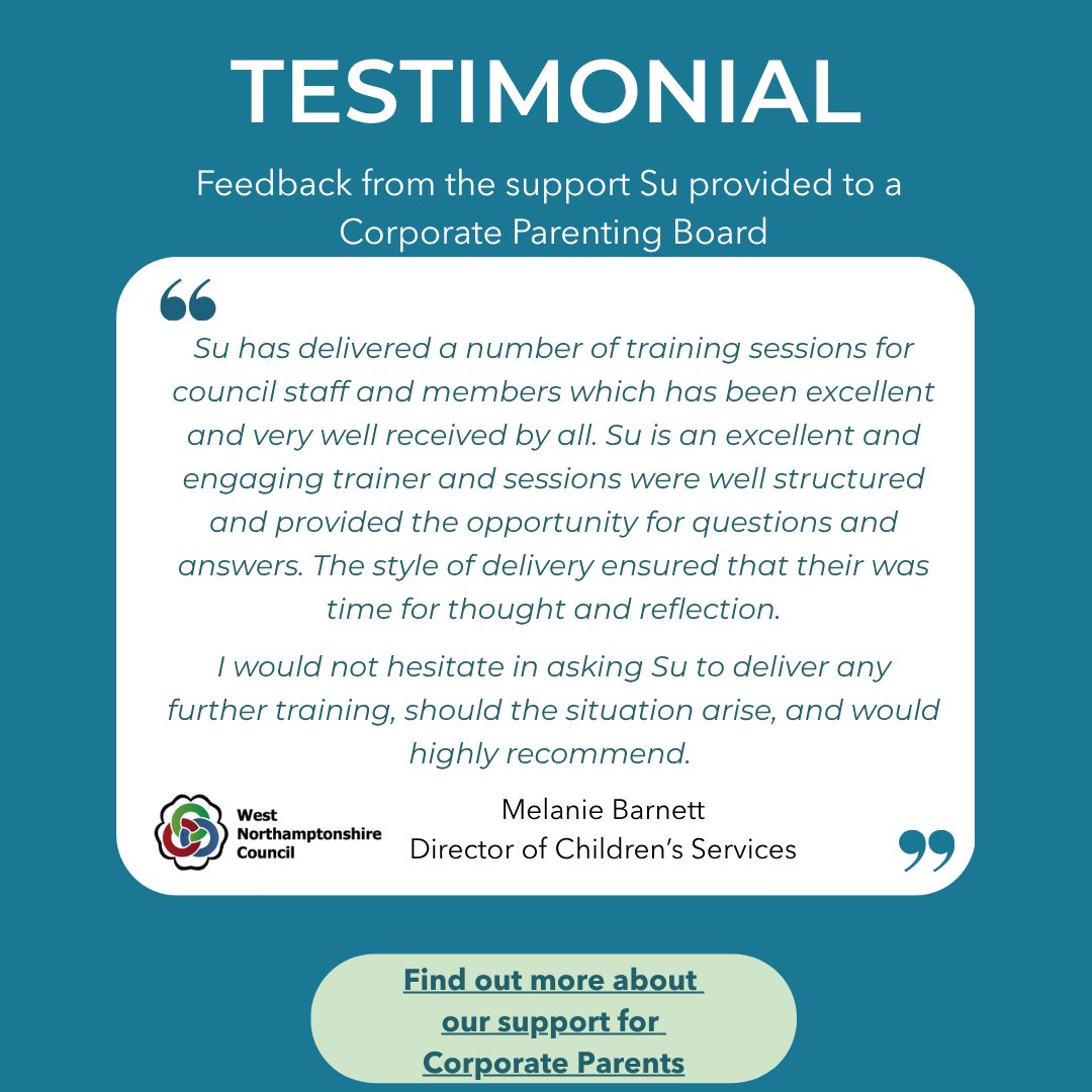 Another powerful testimonial highlighting the impact of Su’s support for a Corporate Parenting Board. Our 'Every Space, Every Opportunity' programme isn’t just a title; it’s a transformational approach that’s making a real difference where it matters most. shapinggovernance.co.uk/corporate-pare…