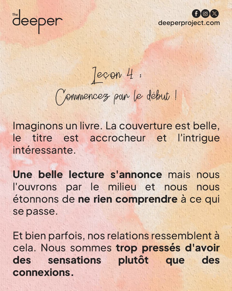 DeeperProject30's tweet photo. Leçon 4

Parfois, tu as plus envie de savoir qu'on t'aime, de dire qu'on t'aime que de réellement connaitre la personne qui est en face de toi (que ce soit en amitié ou en amour.) 

#AllonsEnProfondeur #TheDeeper https://t.co/QH00cQo6PH