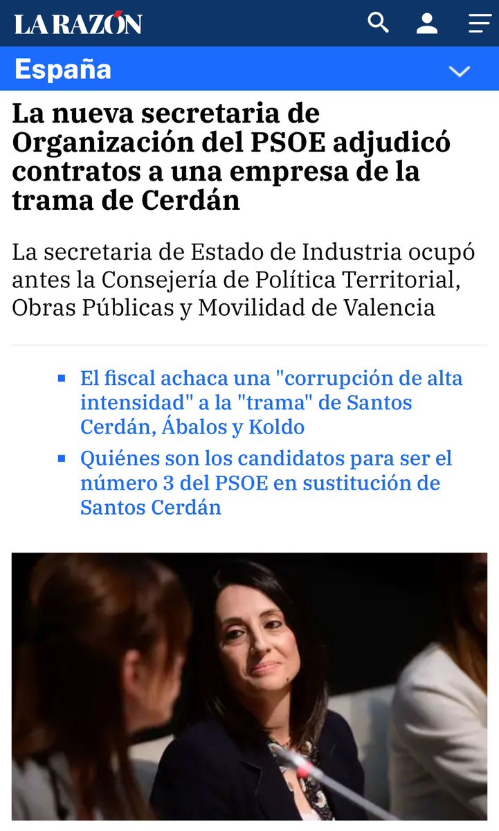La nueva número 2 de Sánchez adjudicó obras a una de las empresas de la trama Cerdán.

¿Esto es lo mejor que el PSOE puede ofrecer a España? ¿Esta es la sacudida que preparaba Sánchez?

Sánchez es incompatible con la decencia y con la renovación porque eso implicaría renovarse a