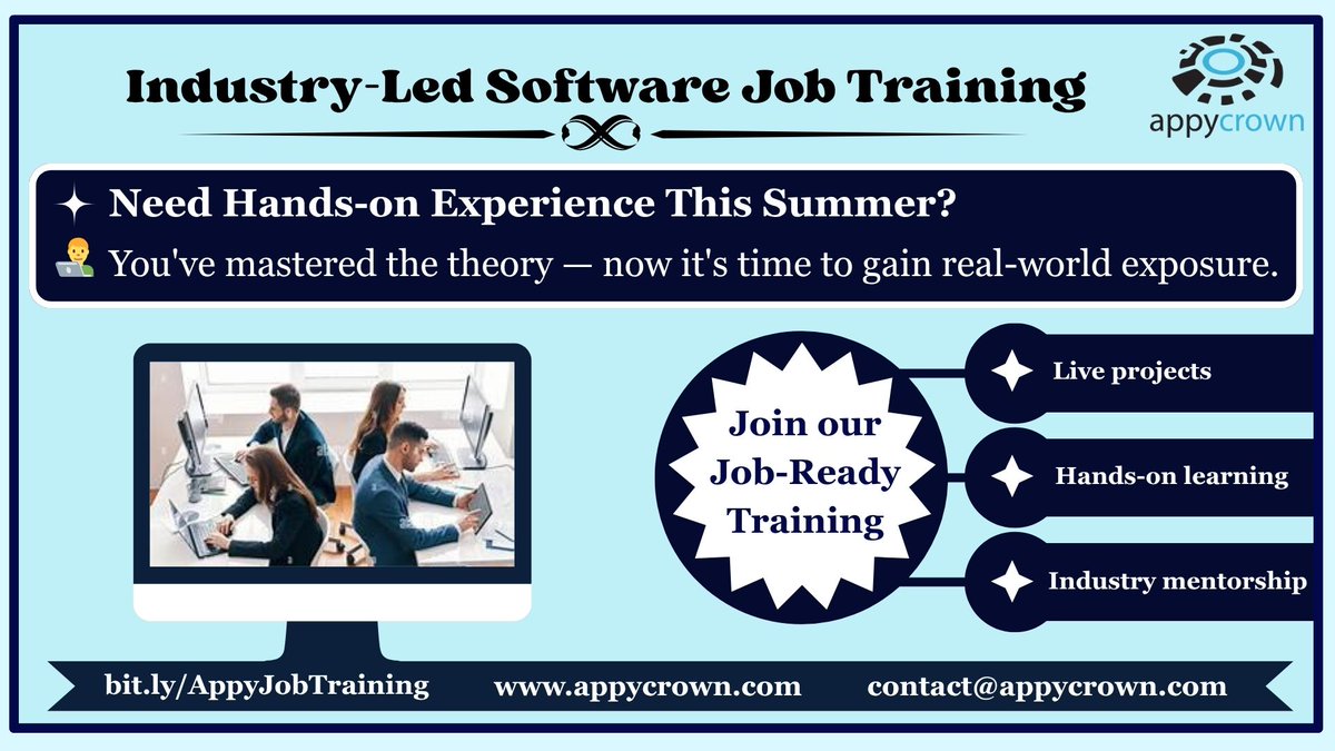 🚀 Kickstart Your Tech Career
💼 Learn Salesforce or Full Stack
🎓 Real Mentors, Real Projects
🛠️ Hands-on Industry Training
🎯 Job-Ready in 1–3 Months

👉 Apply Now: bit.ly/AppyJobTraining

#JobReady #Salesforce #FullStack #TechCareers #AppyCrown #WomenInTech