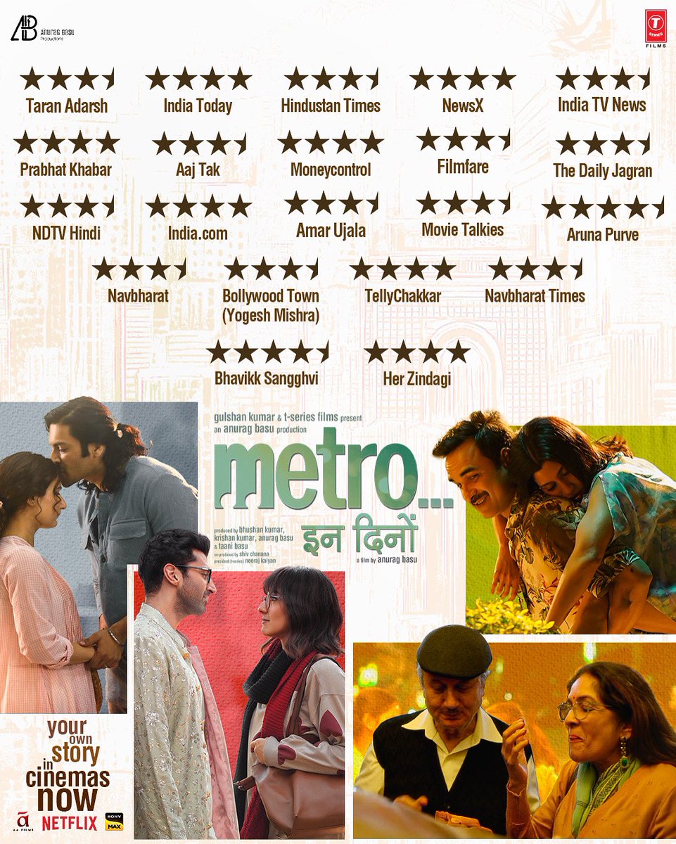 T-Series (@tseries) on Twitter photo The world is watching. And more importantly… feeling. 💗
#MetroInDino in Cinemas Now!
Book your tickets now: linktr.ee/BookYourTicket…
Catch your own story in cinemas now!
#MetroInDino
#AdityaRoyKapur <a href="/SaraAliKhan/">Sara Ali Khan</a> <a href="/AnupamPKher/">Anupam Kher</a> <a href="/Neenagupta001/">Neena Gupta</a> <a href="/TripathiiPankaj/">पंकज त्रिपाठी</a> <a href="/konkonas/">Konkona Sensharma</a> The world is watching. And more importantly… feeling. 💗
#MetroInDino in Cinemas Now!
Book your tickets now: linktr.ee/BookYourTicket…
Catch your own story in cinemas now!
#MetroInDino
#AdityaRoyKapur <a href="/SaraAliKhan/">Sara Ali Khan</a> <a href="/AnupamPKher/">Anupam Kher</a> <a href="/Neenagupta001/">Neena Gupta</a> <a href="/TripathiiPankaj/">पंकज त्रिपाठी</a> <a href="/konkonas/">Konkona Sensharma</a>