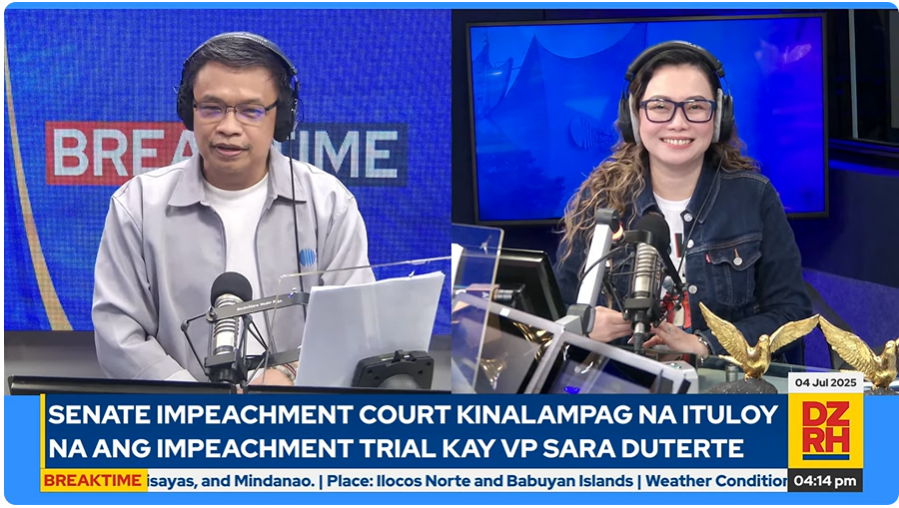 dzrhnews's tweet photo. Magpahinga ka muna at makinig sa tambalang @TheaPechoCorpuz at @ReyTSibayan sa DZRH #Breaktime!

WATCH: https://t.co/BEANnVPvOl https://t.co/0zclAZLpfO