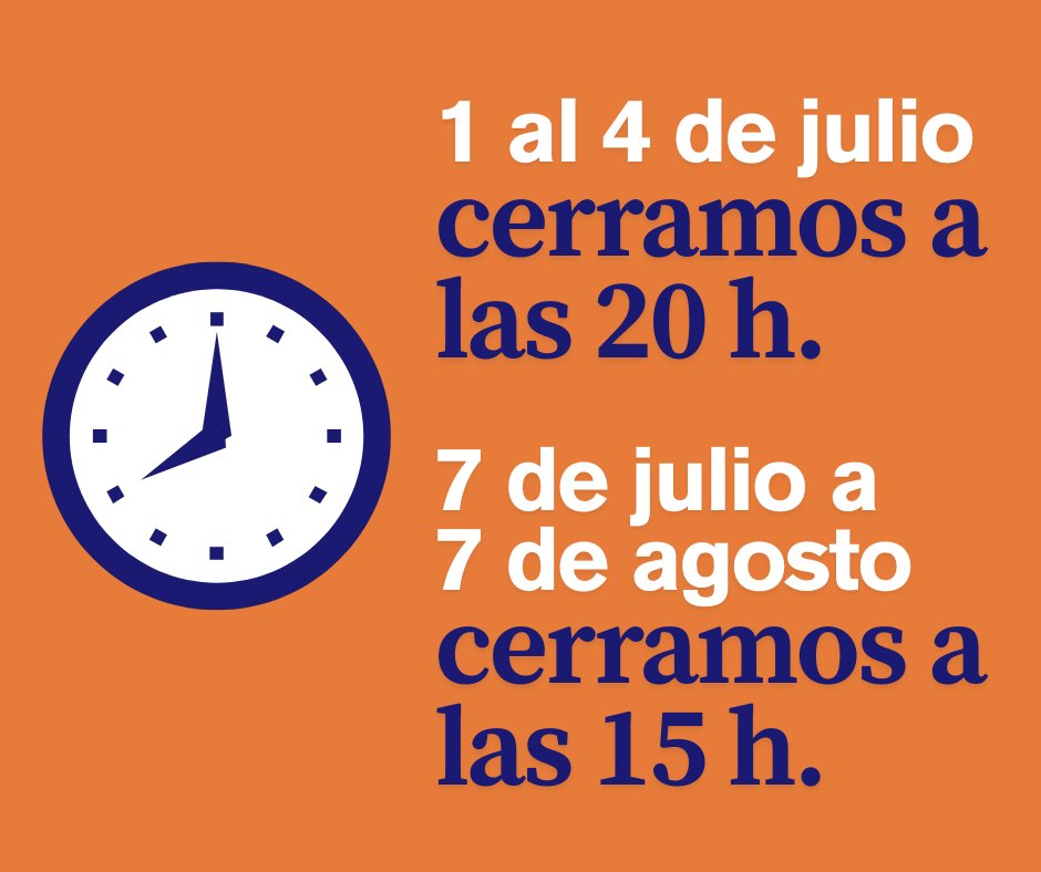 uc3mbiblioteca's tweet image. A partir del próximo lunes, 7 de julio, todas nuestras bibliotecas abren de 9 a 15 h. hasta el 7 de agosto.
aquibiblioteca.uc3m.es/2025/07/01/nue…