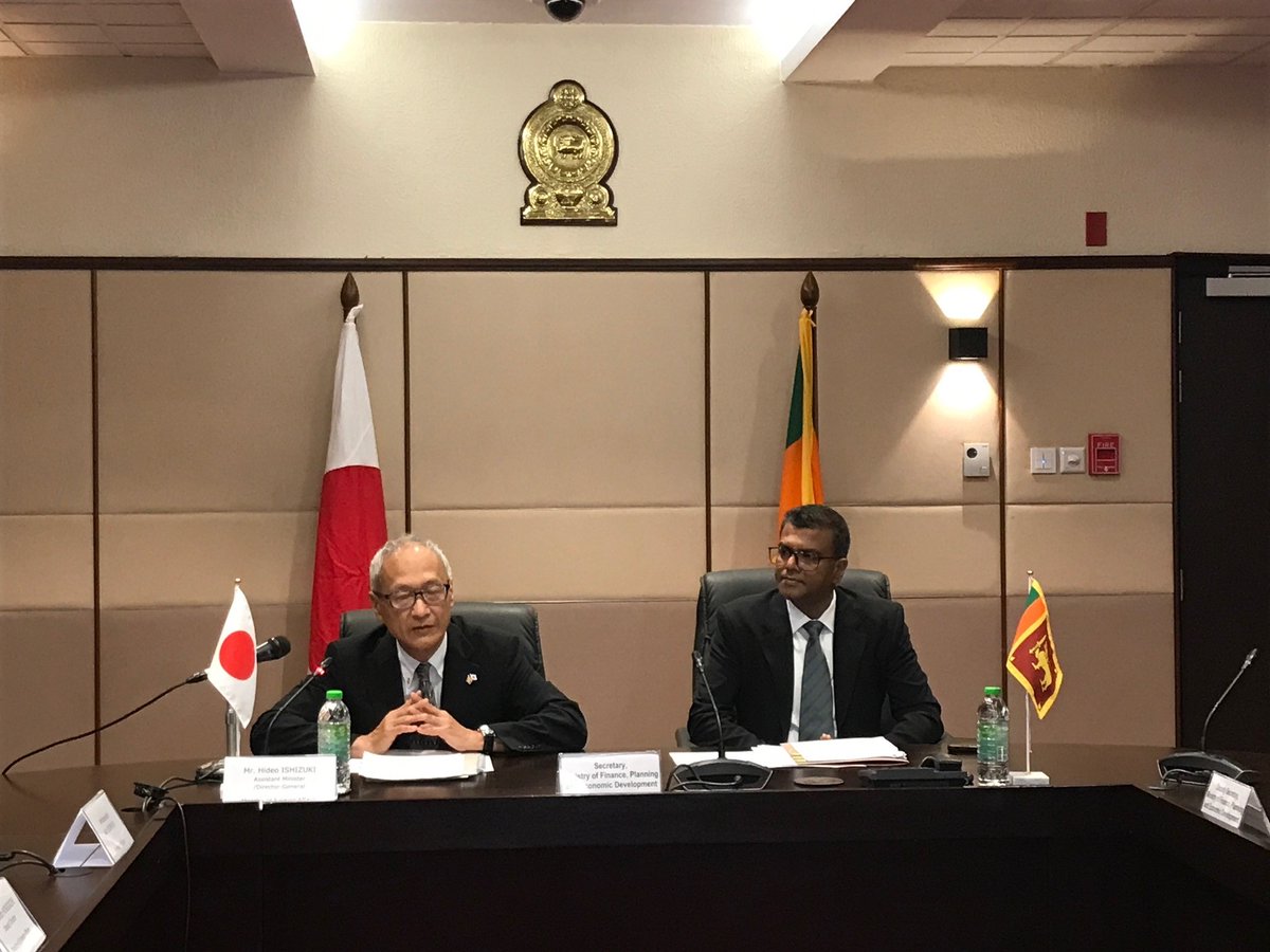JapanEmb_SL's tweet image. On 4 July, Mr. ISHIZUKI Hideo, Asst. Minister/ DG, MOFA, held JP-SL Economic Cooperation Policy Dialogue with Finance Secretary Suriyapperuma. JP remains firmly committed to standing by SL!