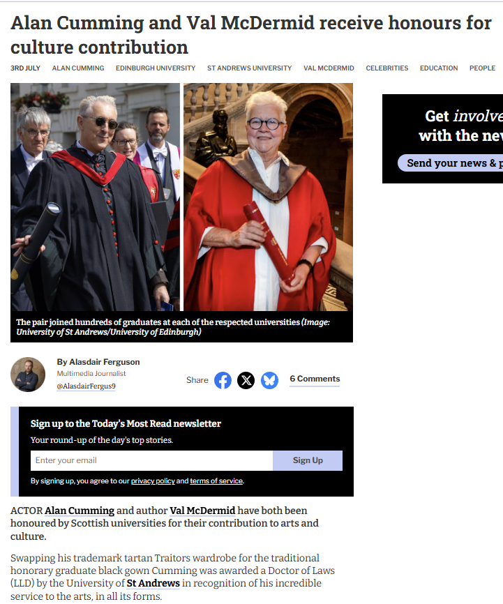 Agent P (@agentp22) on Twitter photo Turns out all you need for an honorary degree in Scotland is to support independence, promote the SNP and get plenty of selfies with Nicola Sturgeon. Turns out all you need for an honorary degree in Scotland is to support independence, promote the SNP and get plenty of selfies with Nicola Sturgeon.