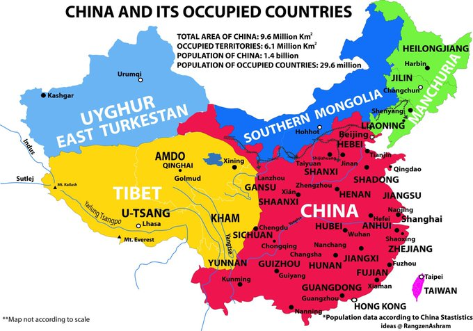 China and its Occupied Countries.
#TibetIsNotChina