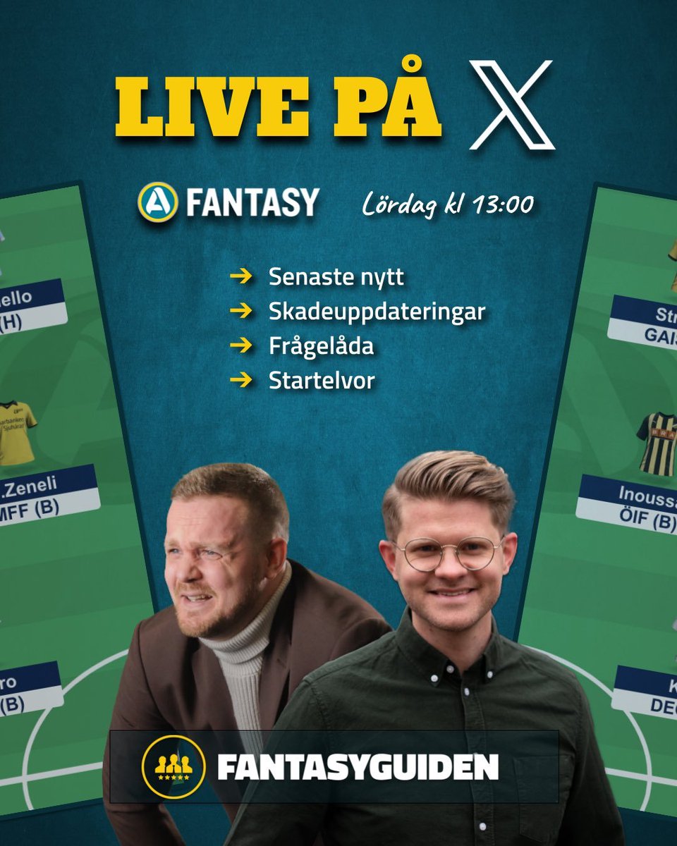🎙️ Imorgon är det dags igen! Vi kör vår sedvanliga deadline-live inför omgång 14 där det råder en hel del frågetecken för många. Häng med och ställ massor av frågor!

🕛 Lördag kl. 13:00!

👉 Länk kommer på X!