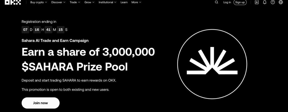 🚨 Sahara AI Trade and Earn Campaign 🔥

🌟 Earn a share of 3,000,000 $SAHARA Prize Pool

✨ Deposit and start trading SAHARA to earn rewards on OKX

🕹️ okx.ac/campaigns/saha…