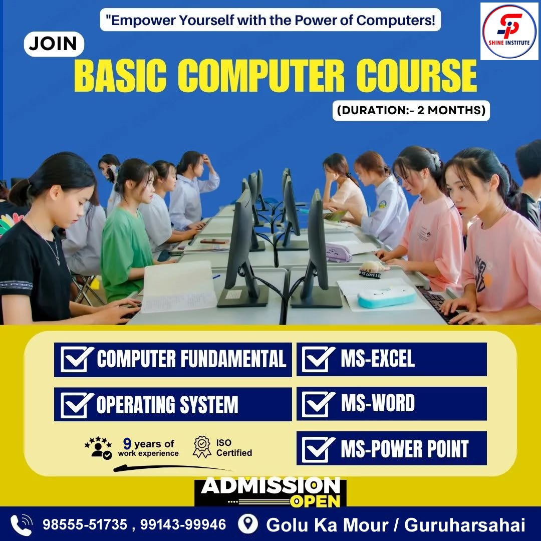 SHINEINSTITUTEP's tweet image. 📚 Your computer journey starts here!
💼 Learn useful skills for a job, business, or studies.
✅ Easy lessons, expert teachers – join today!
📲Call for more information- 98555- 51735

#basiccomputercourse #learncomputerskills #digitalskills #msofficetraining #beginnerfriendly