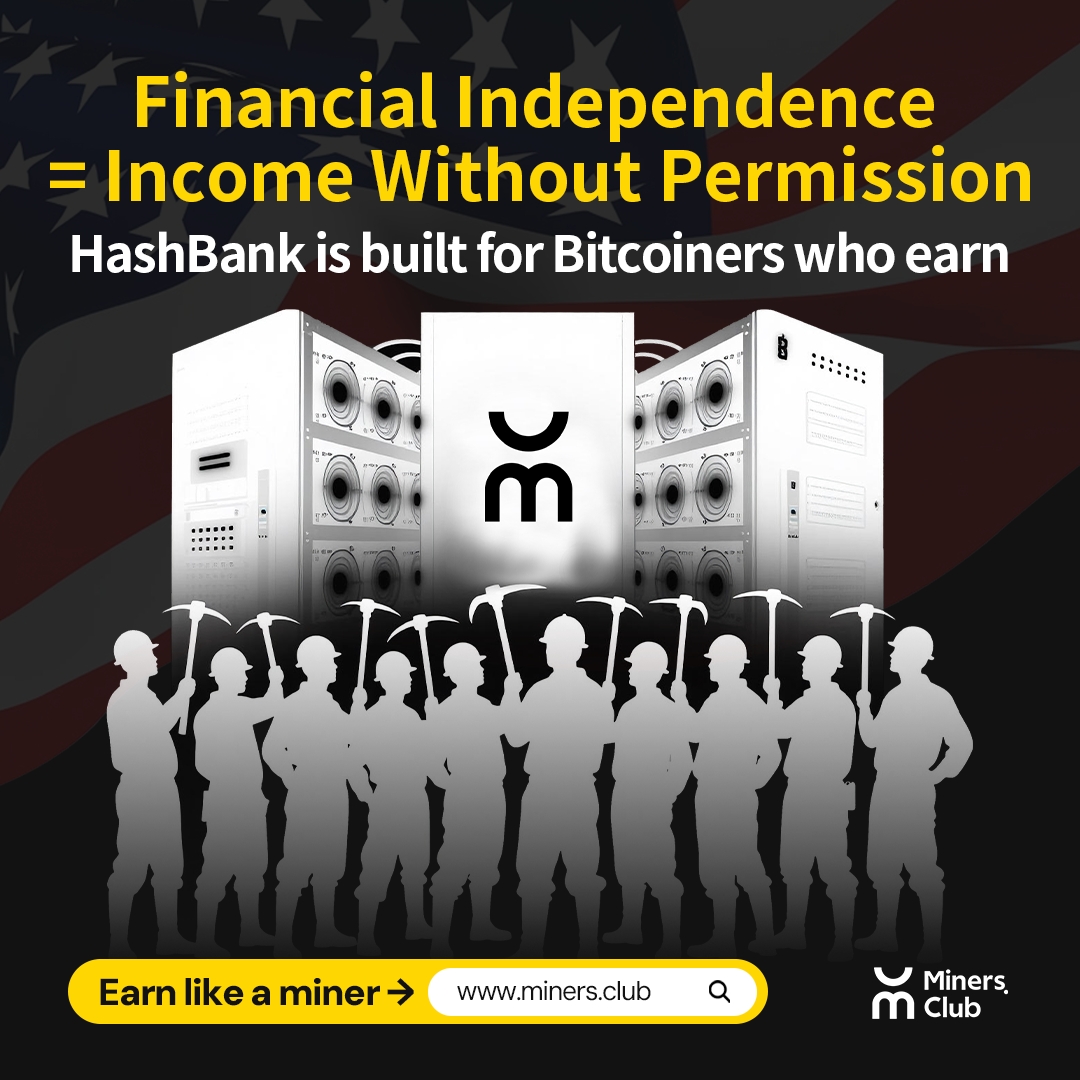 Minersclubapp's tweet photo. ๐บ๐ธ July 4th is about independence.
But in crypto, true independence isnโt just about custody โ itโs about owning your income stream.
HashBank is built for long-term Bitcoiners who donโt want to rely on price, but on productivity.
Happy Independence Day ๐งจ
#BTCIndependence #BitcoinIsPower #MinersClub