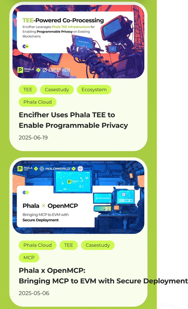 Examples of TEE App deployments  #dstack
Currently Running Phala TEE. 
Case Study’s can be found here
 [phala.network/tags/Casestudy]