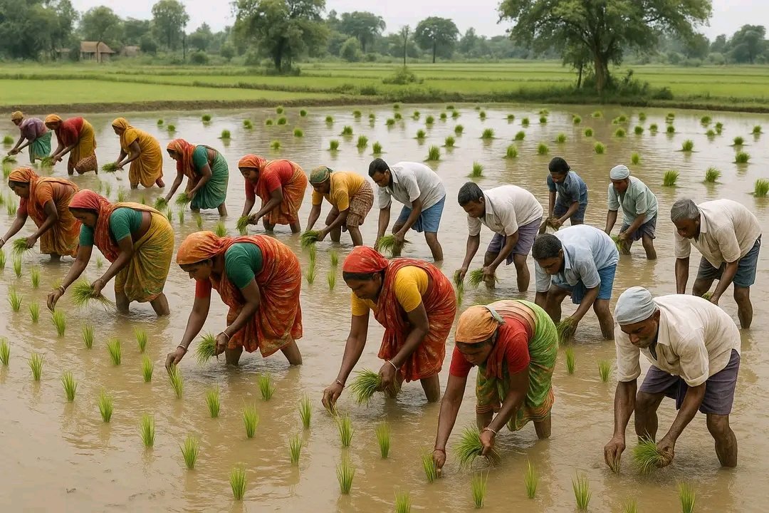 गाँव की सर जमीं पे फ़िर बरसात हो गई, 
दिन में ही रात वाली बात हो गई. 
किसान के चेहरे पर फ़िर मुस्कान खिल गई, 
क्योंकि गाँव में अब धान बुवाई की शुरुआत हो गई.😊