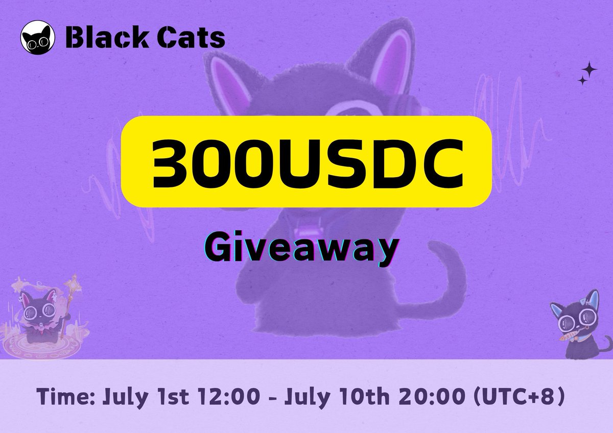 New airdrop: Black Cat Universe (USDC)
Total Reward: $300 USDC
Rate: ⭐️⭐️⭐️⭐️
Winners: 30 Random
Distribution: after airdrop ends

Airdrop Link: app.questn.com/quest/10535684…

#Airdrop #Airdrops #Airdropinspector #BlackCatUniverse #USDC #QuestNAirdrop #QuestNGiveaway #USDCAirdrop