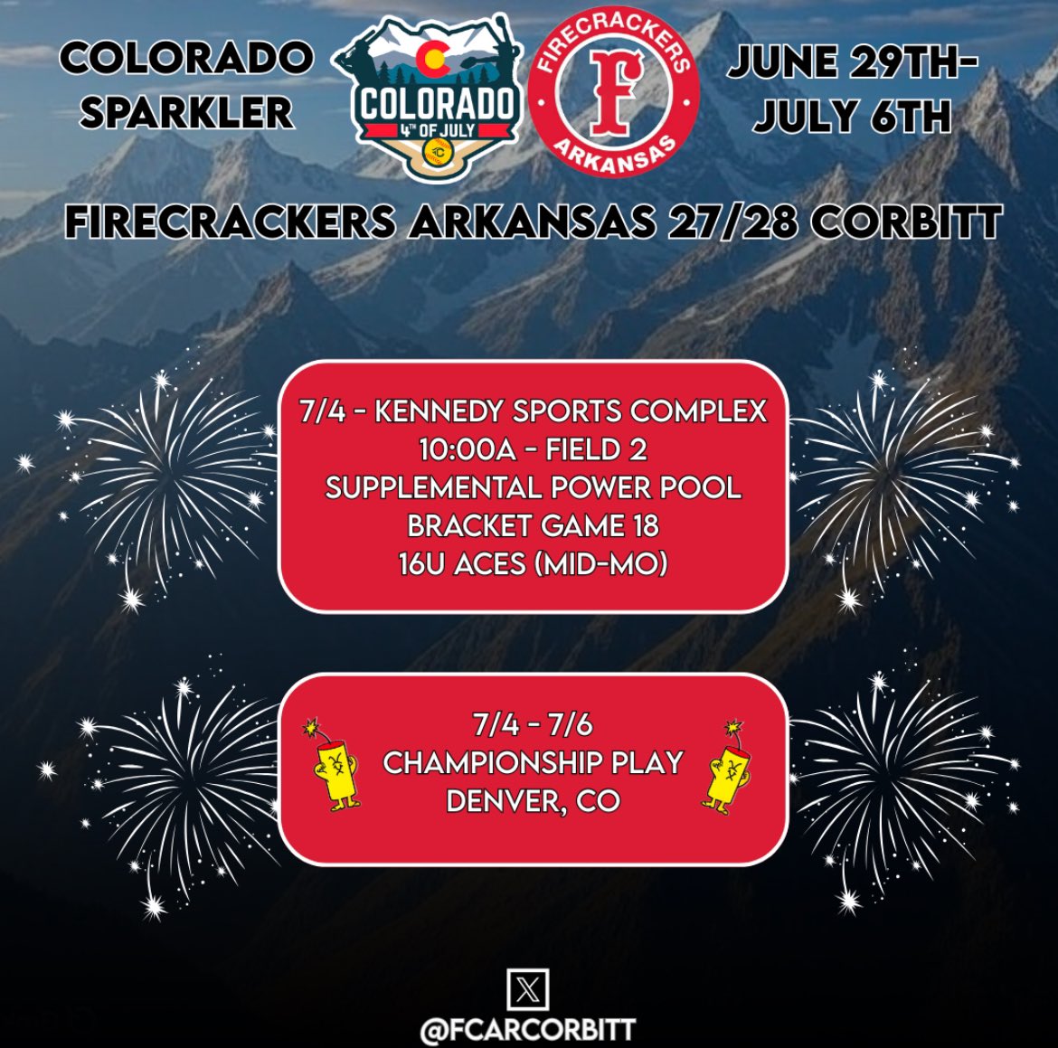 Kenley Kitson (@kenleykitson9) on Twitter photo Colorado Day 3 after an off day means bracket play!! 🔥💪🏼
<a href="/FCARCorbitt/">Firecrackers Corbitt 27/28</a> <a href="/mayliebpitching/">Maylie Corbitt- Pitching Instructor</a> Colorado Day 3 after an off day means bracket play!! 🔥💪🏼
<a href="/FCARCorbitt/">Firecrackers Corbitt 27/28</a> <a href="/mayliebpitching/">Maylie Corbitt- Pitching Instructor</a>