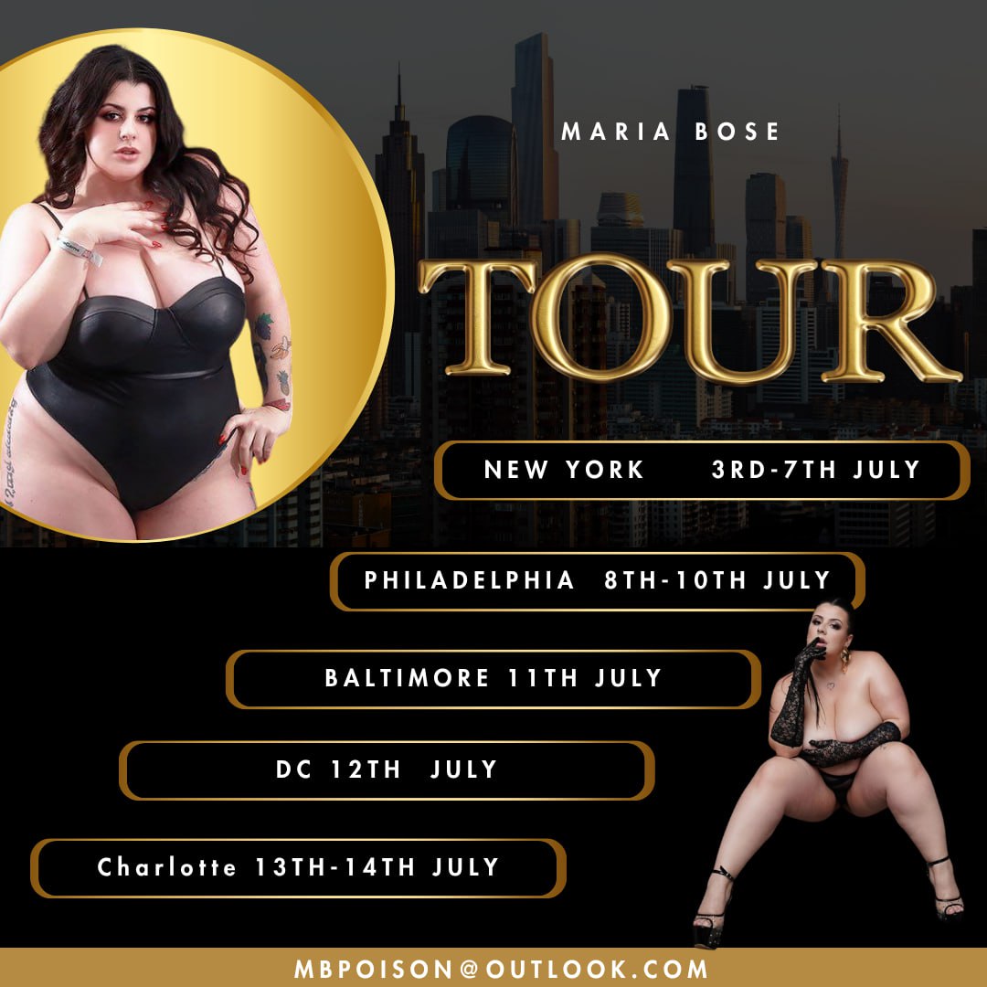 ๐ Maria Bose ๐ XBIZ MIAMI (@bosepoison) on Twitter photo ๐Tour
-New York 5th /9th
-Philly 10th
-Baltimore 11th
-Dc 12th
Dm or mbpoison@outlook.es ๐Tour
-New York 5th /9th
-Philly 10th
-Baltimore 11th
-Dc 12th
Dm or mbpoison@outlook.es