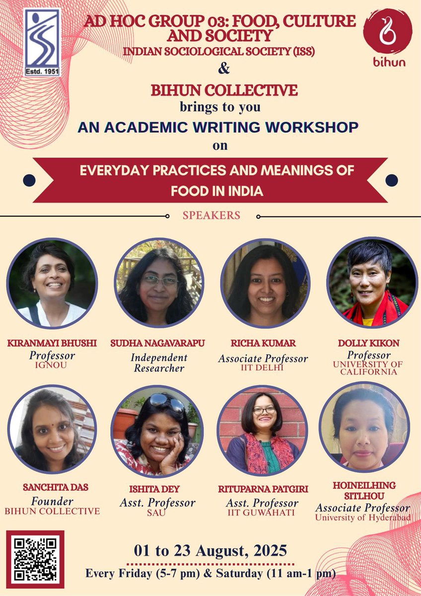 AdHoc Group 03 of the ISS in collaboration with Bihun Collective brings to you an academic writing workshop on ‘Everyday practices and meanings of food in India’. 

📍 01 to 23 August, 2025 || Every Friday (5-7 pm) &amp; Saturday (11 am-1 pm)

Register now : bihuncollective.com/academic-writi…