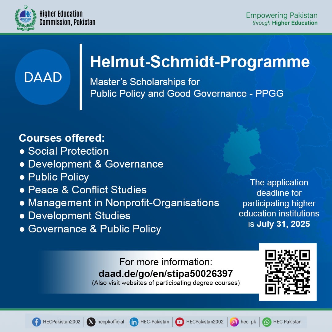 An excellent opportunity to get Master’s scholarship in Germany with DAAD's Helmut-Schmidt-Programme!

Detailed information: daad.de/go/en/stipa500…