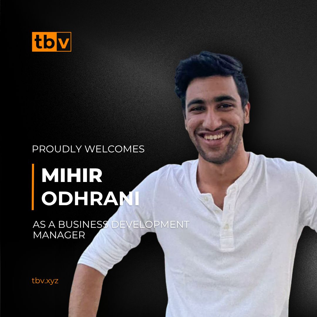 We’re excited to welcome Mihir Odhrani as our Business Development Manager at TBV!🚀

From leading sponsorships at Crypto Banter to closing $700K+ in deals across crypto, cybersecurity, &amp; media — Mihir’s been supporting TBV since 2024 and now officially leads BD across the group.