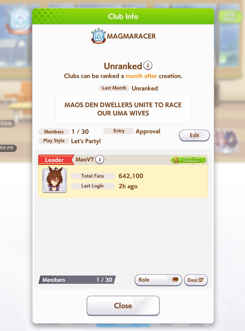 MaoVT_'s tweet image. If you wanna join my club I made a UMAMUSUME DEN DWELLER CLUB LETS RACE TOGETHER