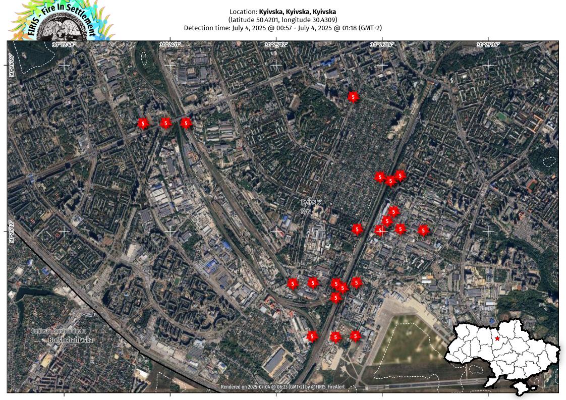 FIRIS_FireAlert's tweet photo. @sentdefender FIRMS shows large clusters of fires within Kyiv, Ukraine. https://t.co/4nVaik3Auy