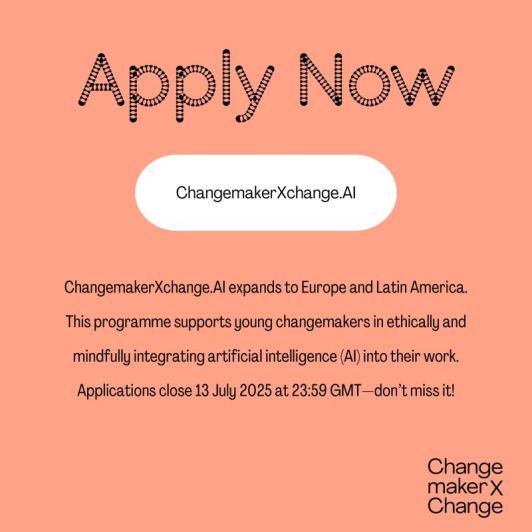 opportunitiesfy's tweet photo. Young changemakers in Europe &amp; LatAm: Ready to harness AI for social good? Join https://t.co/LDdICDm9Gr’s 2025 online cohorts! 

Deadline: 13 July 2025 

Apply: https://t.co/QZCVtMWkLO

#AIforGood #YouthLeadership #SocialImpact #ChangemakerXchange https://t.co/MhDehpklaD