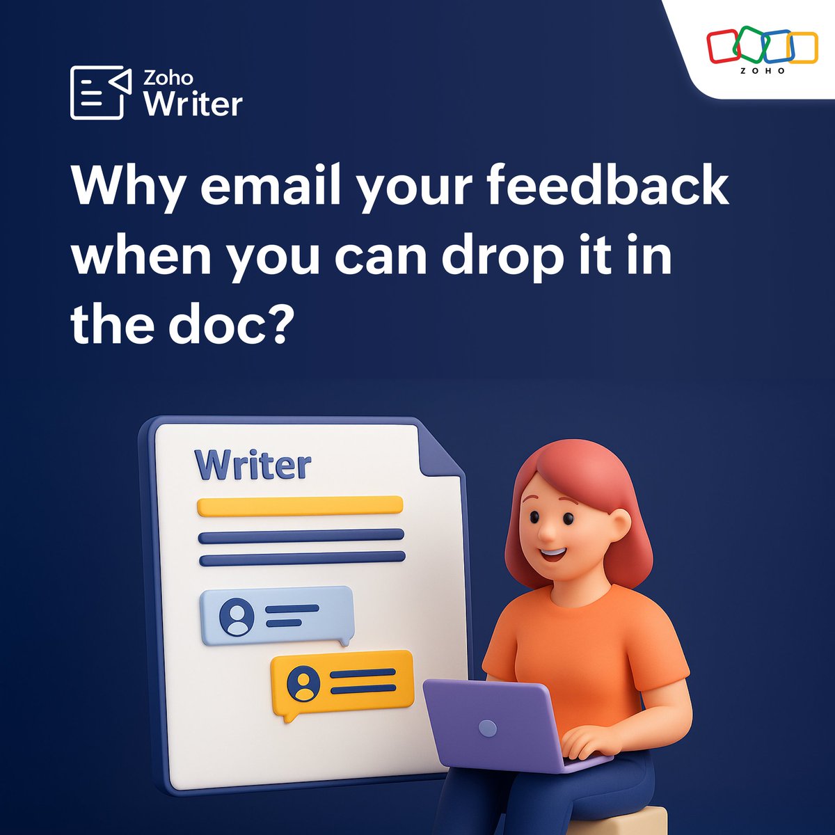 Zoho Writer (@zohowriter) on Twitter photo Collaboration shouldn’t feel like detective work.️ With #zohowriter, track every edit, comment, and version so you’re never asking “who changed this?” again.😎 Try now 👉 zurl.co/ax6LP
#workbettertogether #documentcollaboration
<a href="/ZohoWorkplace/">Zoho Workplace</a> <a href="/ZohoWorkDrive/">Zoho WorkDrive</a> Collaboration shouldn’t feel like detective work.️ With #zohowriter, track every edit, comment, and version so you’re never asking “who changed this?” again.😎 Try now 👉 zurl.co/ax6LP
#workbettertogether #documentcollaboration
<a href="/ZohoWorkplace/">Zoho Workplace</a> <a href="/ZohoWorkDrive/">Zoho WorkDrive</a>
