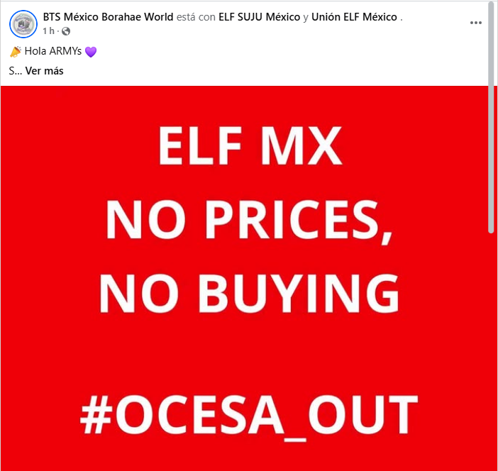 Kyujae_15's tweet photo. Hasta ARMY lo ve… por favor, véanlo ustedes también. ELF sigue firme en su postura de NO COMPRAR 

#ELF_NO_COMPRA #OCESA_OUT https://t.co/iS8aqtzGdk