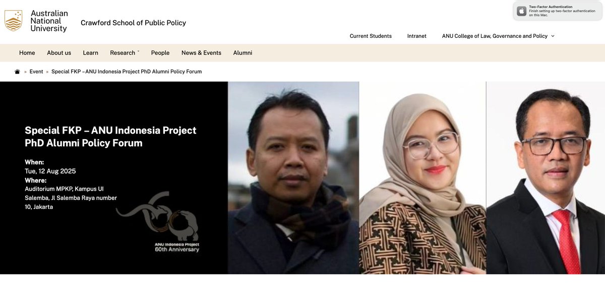 ANU alumni:
Join us for a policy discussion on Indonesia followed by a casual lunch (Jakarta, 12 Aug 2025). All are welcome: crawford.anu.edu.au/event/special-…