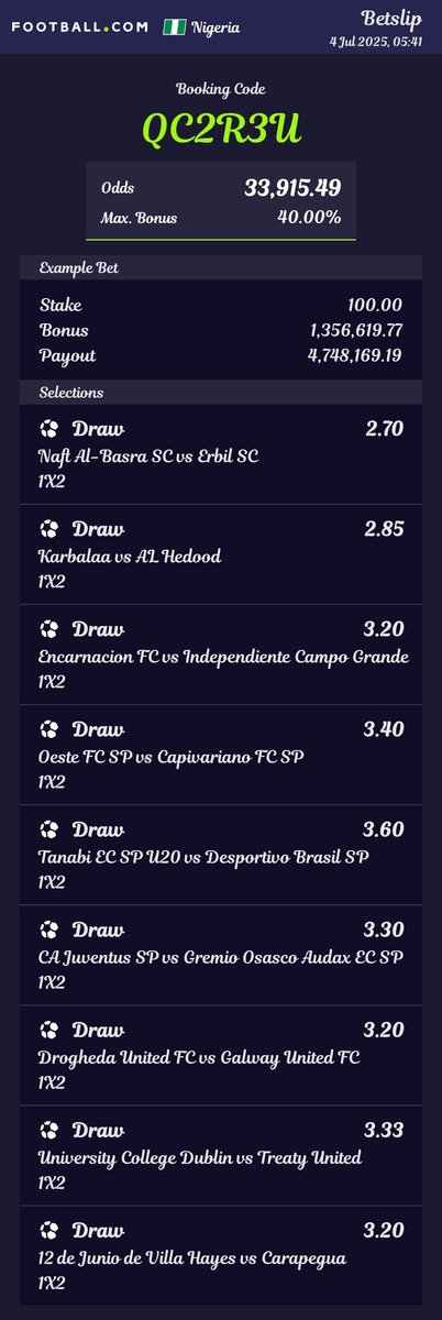 Ezegemperor1's tweet photo. 9/9
QC2R3U
#Naijapunter #bettingtips https://t.co/MS83lGC1IS