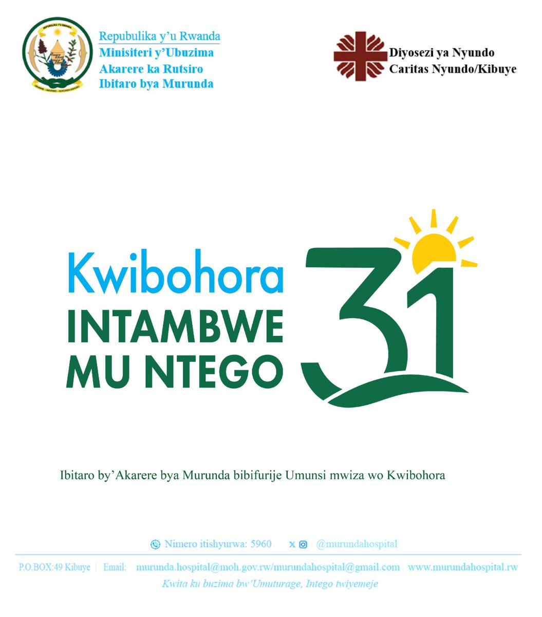 Ibitaro by'Akarere bya Murunda byifurije Abaturage b'Akarere ka <a href="/RutsiroDistrict/">Rutsiro District</a> n'Abanyarwanda bose muri rusange Umunsi mwiza wo #Kwibohora31

Kwibohora, intambwe mu ntego

<a href="/RwandaLocalGov/">Ministry of Local Government | Rwanda</a>